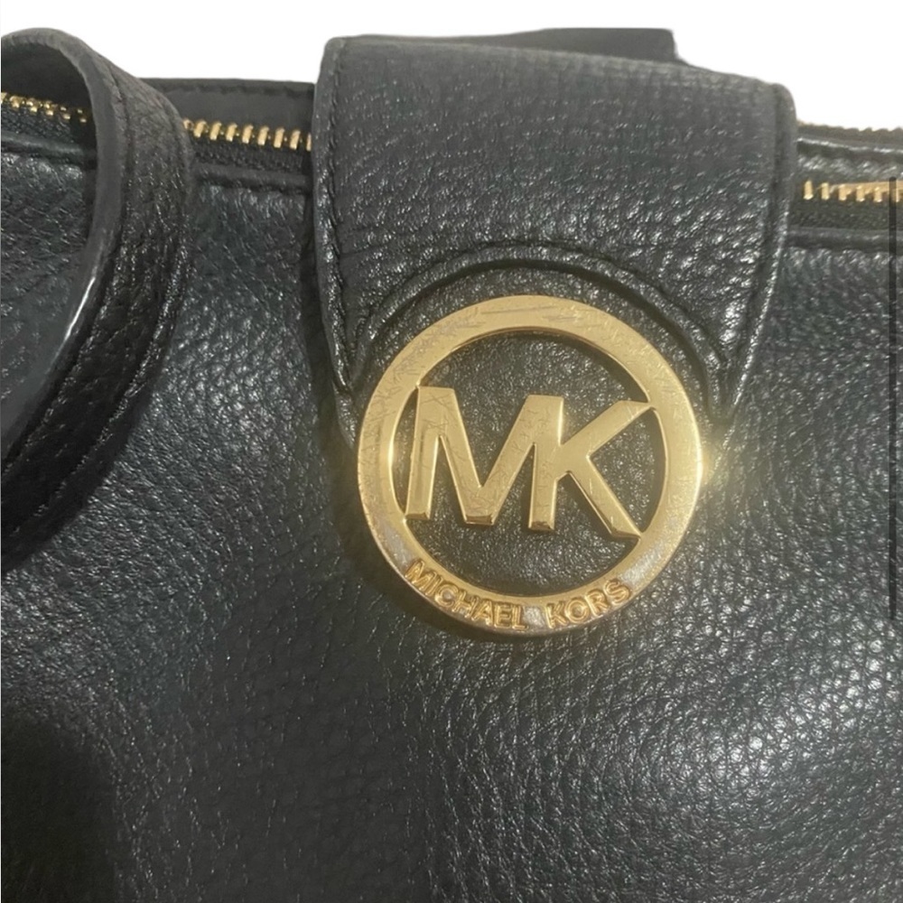 Michael Kors, MK Fulton, Black Pebbled Leather Crossbody Bag